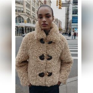 ZARA FAUX FUR JACKET WITH FIREMAN CLASPS